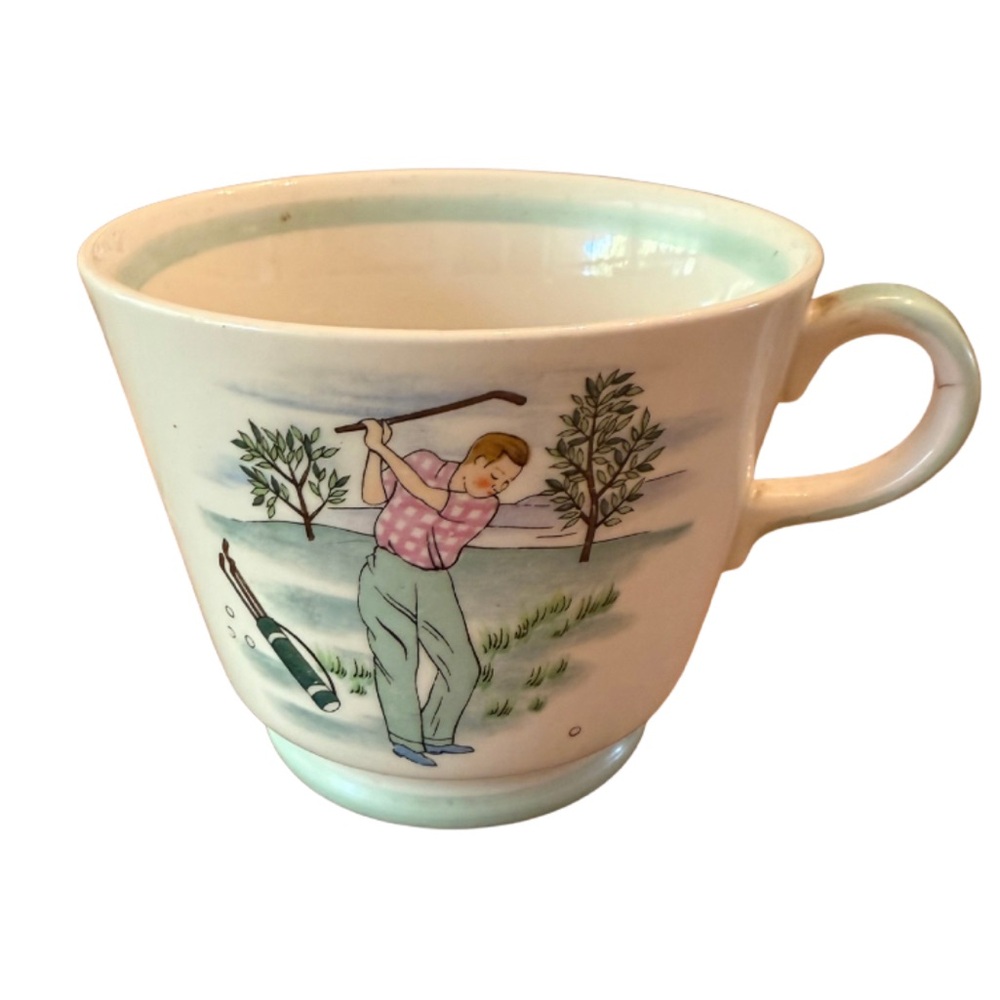 Vintage Ensco Japan 1950’s Large Coffee Soup Mug Golf Golfer